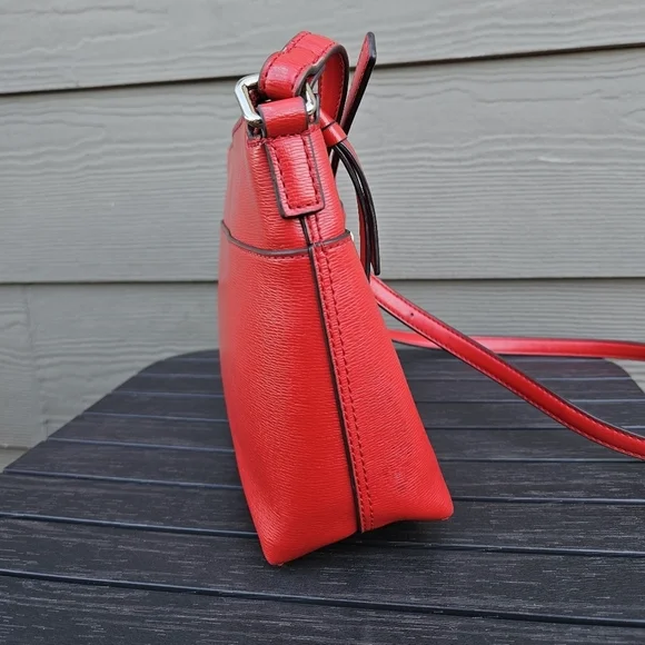 Kate Spade Run Around Crossbody Bag Heirloom Red Top Zip Classic Leather Purse - Picture 6 of 16